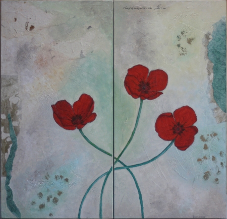 Poppies Dyptich by artist Jan Pomeroy